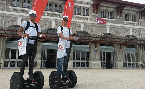 Dax affichage mobile segway Keemia Bordeaux Agence marketing local en region Aquitaine