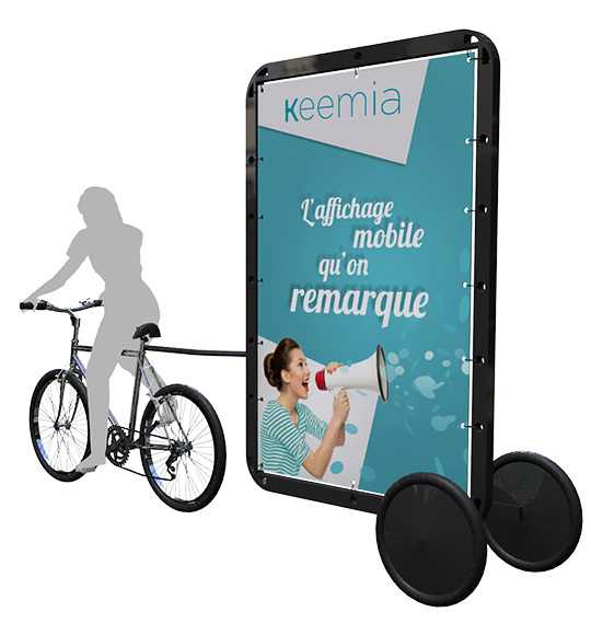 Bike'Com : Affichage publicitaire mobile, le velo publicitaire - Keemia Bordeaux Agence marketing local en région Aquitaine