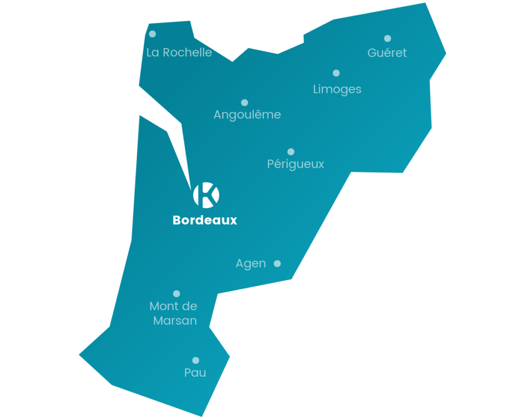 Carte du réseau Keemia Bordeaux en région Aquitaine - Keemia Bordeaux Agence marketing local en région Aquitaine