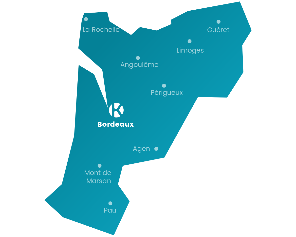 Carte du réseau Keemia Bordeaux en région Aquitaine - Keemia Bordeaux Agence marketing local en région Aquitaine