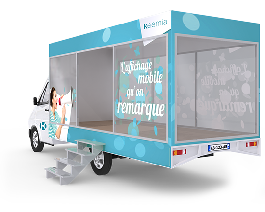 Camion Showroom mobile - Affichage mobile - Keemia Bordeaux Agence marketing local en région Aquitaine