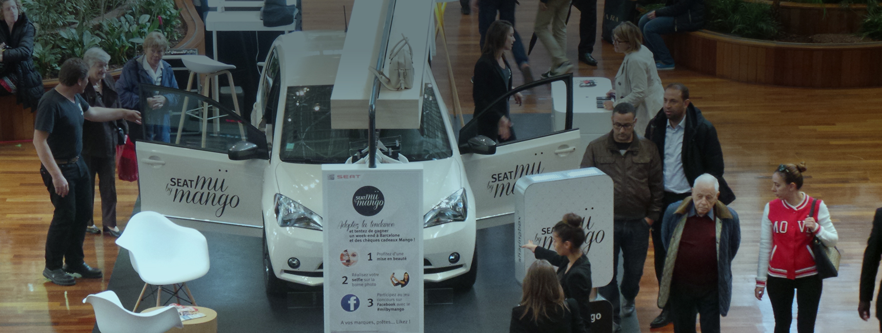 L'espace éphémère SEAT Mii by Mango en centre commercial - Keemia Event et Expérience Agence événementielle et roadshow