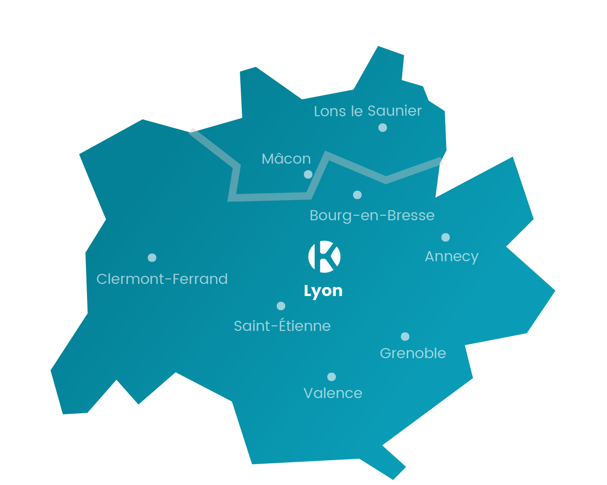 Carte Keemia Lyon, l'opérateur full marketing - Keemia Lyon Agence marketing local en région Rhône-Alpes