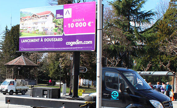 Cogedim Affichage mobile digital Keemia Lyon Agence marketing local en région Rhônes Alpes