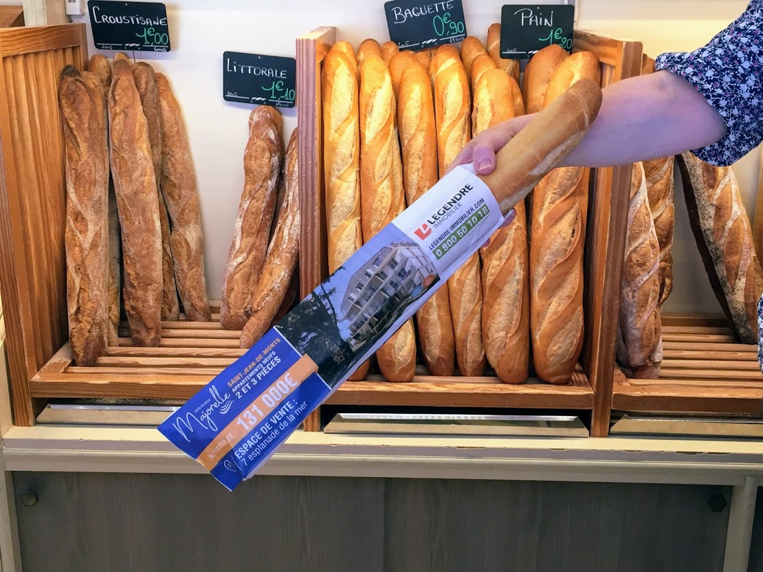 Support tactique -sac à pain publicitaire - Keemia Lyon Agence marketing local en région Rhônes Alpes