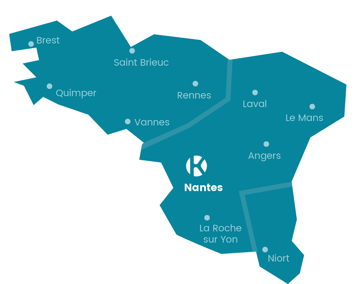 Carte du réseau Keemia Nantes en région Atlantique - Keemia Nantes Agence marketing local en région Atlantique