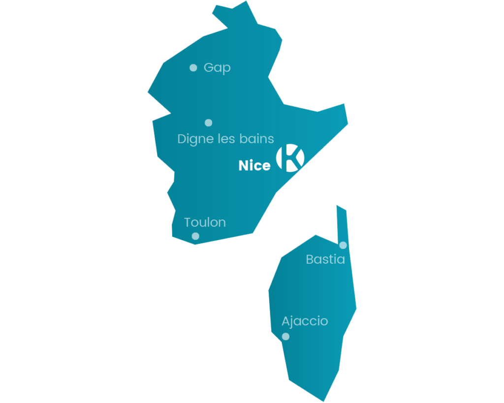 Carte du réseau Keemia Nice en région Côte d'Azur - Keemia Nice Agence marketing local en région Côte d'Azur