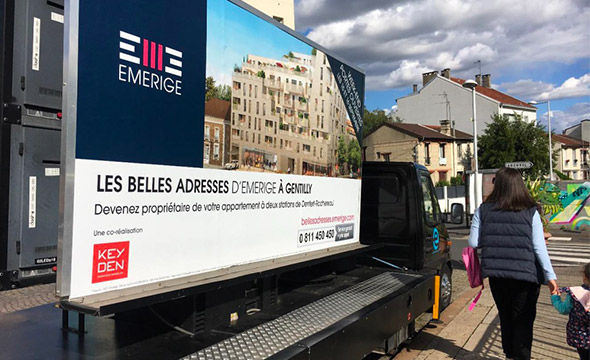 Emerige affichage mobile Keemia agence marketing local Paris