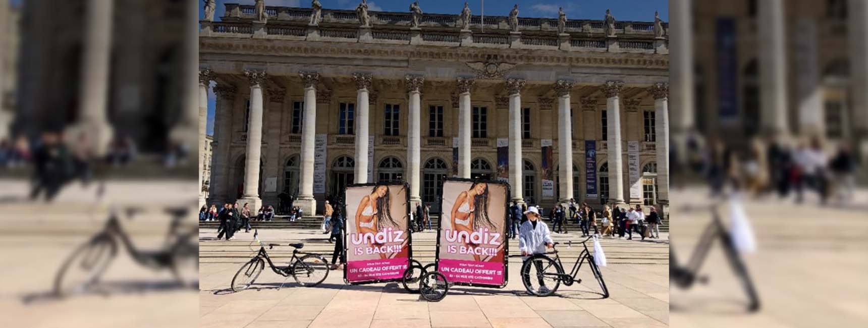 Campagne d'affichage mobile via Bike'Com pour Undiz avec Keemia Paris agence de marketing en région Ile de France 2