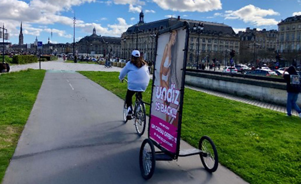 Campagne d'affichage mobile via Bike'Com pour Undiz avec Keemia Paris agence de marketing en région Ile de France 2