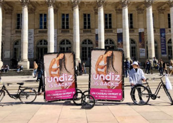 Campagne d'affichage mobile via Bike'Com pour Undiz avec Keemia Paris agence de marketing en région Ile de France 2