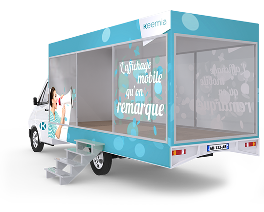 Camion Showroom mobile - Affichage mobile - Keemia Agence marketing local