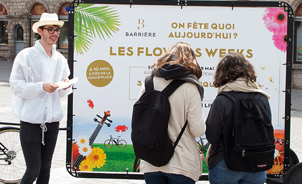 Le Casino Barriere de Lille crée l'évènement avec des Bike'com pendant les flowers weeks mobile - Keemia Shopper Marketing - Agence d'activation shopper marketing phygitale