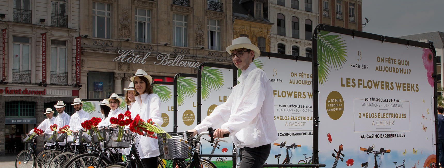 Le Casino Barriere de Lille crée l'évènement avec des Bike'com pendant les flowers weeks mobile - Keemia Shopper Marketing - Agence d'activation shopper marketing phygitale