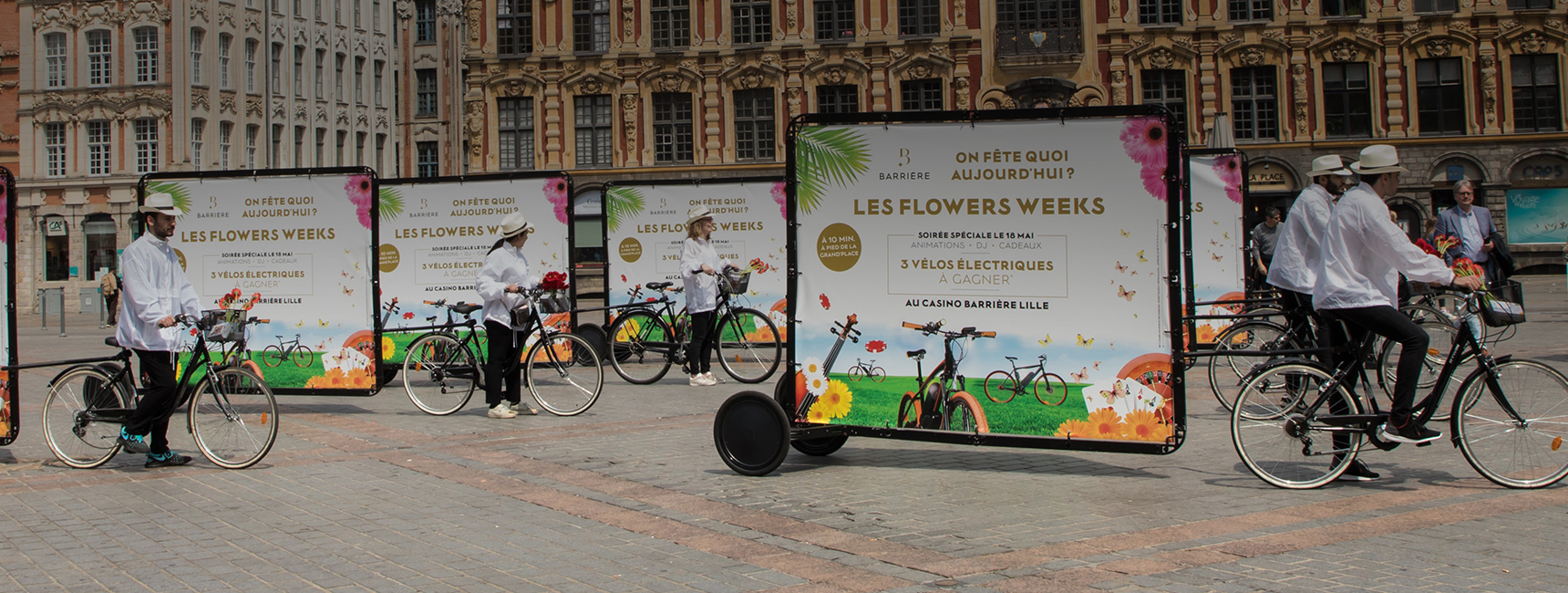 Le Casino Barriere de Lille crée l'évènement avec des Bike'com pendant les flowers weeks mobile - Keemia Shopper Marketing - Agence d'activation shopper marketing phygitale