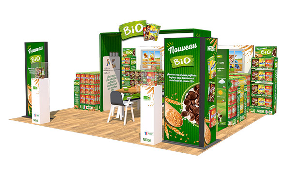 Animation ludo educative pour la nouvelle version bio des cereals Nestle - Keemia Shopper Marketing - Agence d'activation shopper marketing phygitale