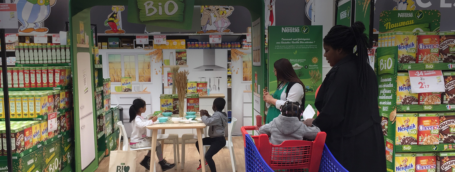 Animation ludo educative pour la nouvelle version bio des cereals Nestle - Keemia Shopper Marketing - Agence d'activation shopper marketing phygitale