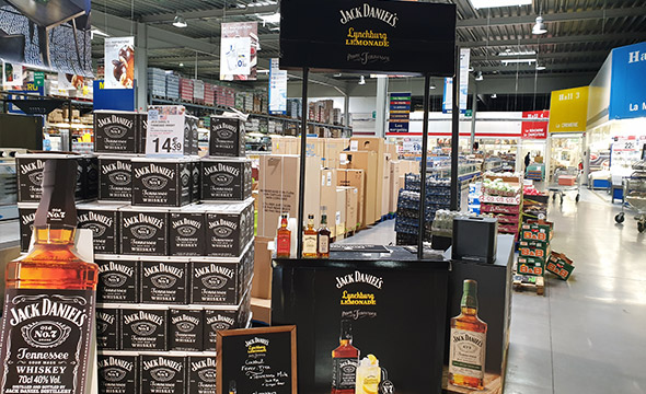 animation dégustation des produits Jack Daniels, en partenariat avec Fever Tree, dans les enseignes METRO pour les professionnels - Keemia Shopper Marketing - Agence d'activation shopper marketing phygitale