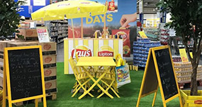 Espace degustation instore à l'occasion des Summer Days avec Pepsico - Keemia Shopper Marketing - Agence d'activation shopper marketing phygitale