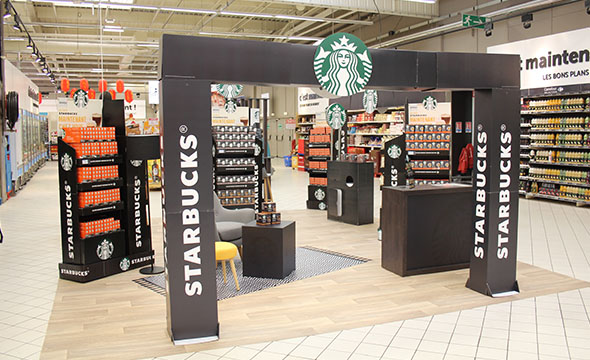 Opération visibilité mis en place par Keemia : Dégustation instore pour Starbucks et Nestle - Keemia Shopper Marketing - Agence d'activation shopper marketing phygitale