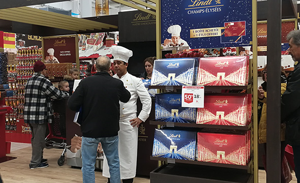 Shop in shop Lindt animation et dégustation en point de vente - Keemia Shopper Marketing Agence d'activation shopper marketing phygitale