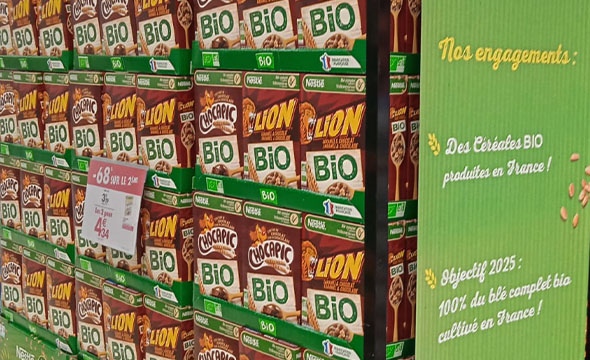 Animation Shop in Shop pour les céréales Bio de Nestlé avec Keemia Shopper l'agence de marketing d'activation shopper phygitale