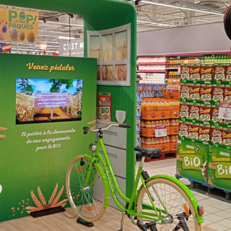 Animation Shop in Shop pour les céréales Bio de Nestlé avec Keemia Shopper l'agence de marketing d'activation shopper phygitale