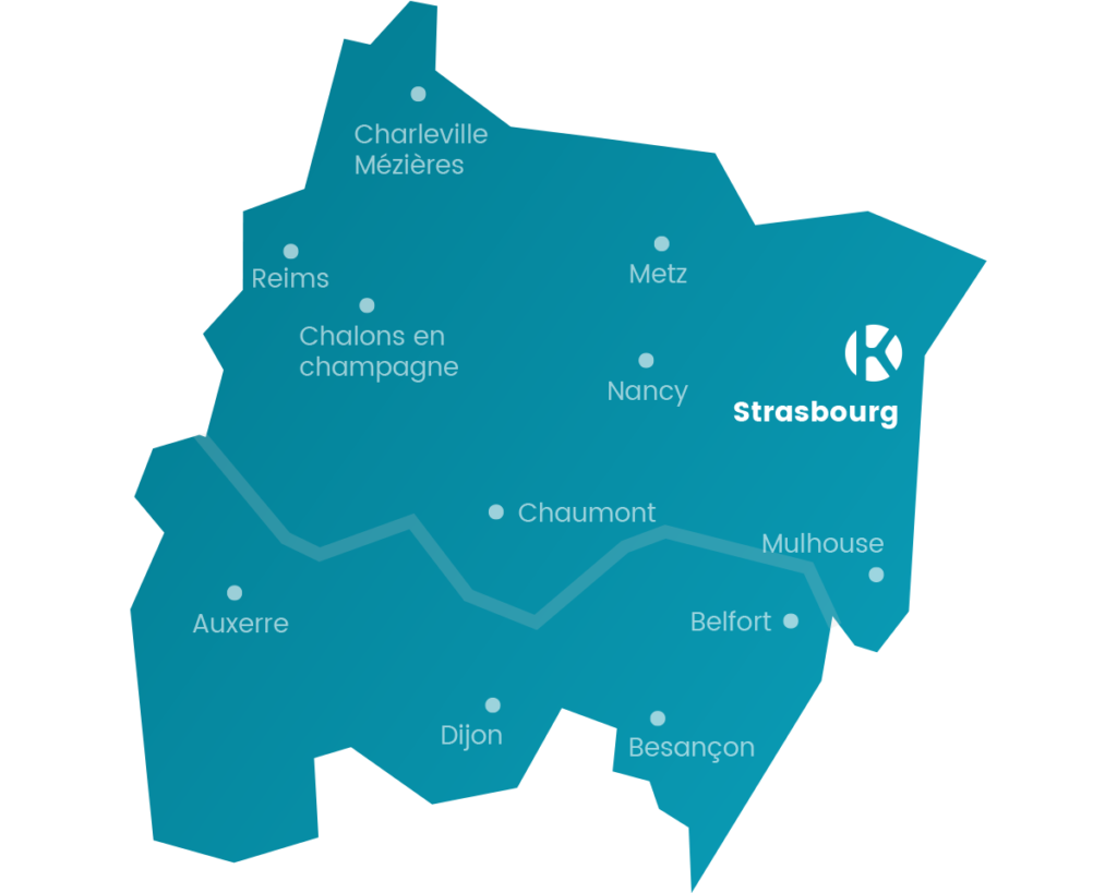 Carte du réseau de Keemia Strasbourg en région Grand-Est - Keemia Strasbourg Agence marketing local en région Grand-Est