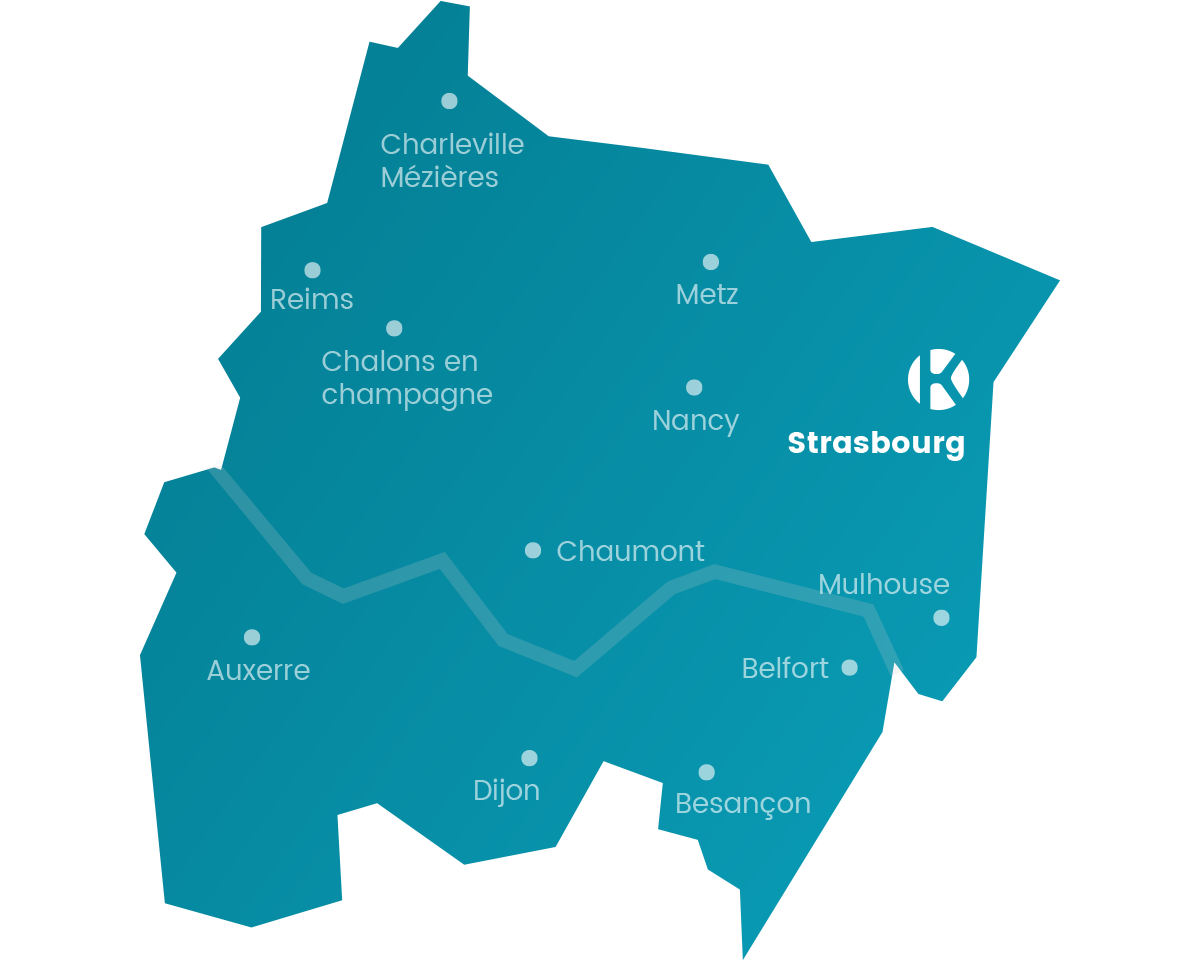 Carte du réseau de Keemia Strasbourg en région Grand-Est - Keemia Strasbourg Agence marketing local en région Grand-Est