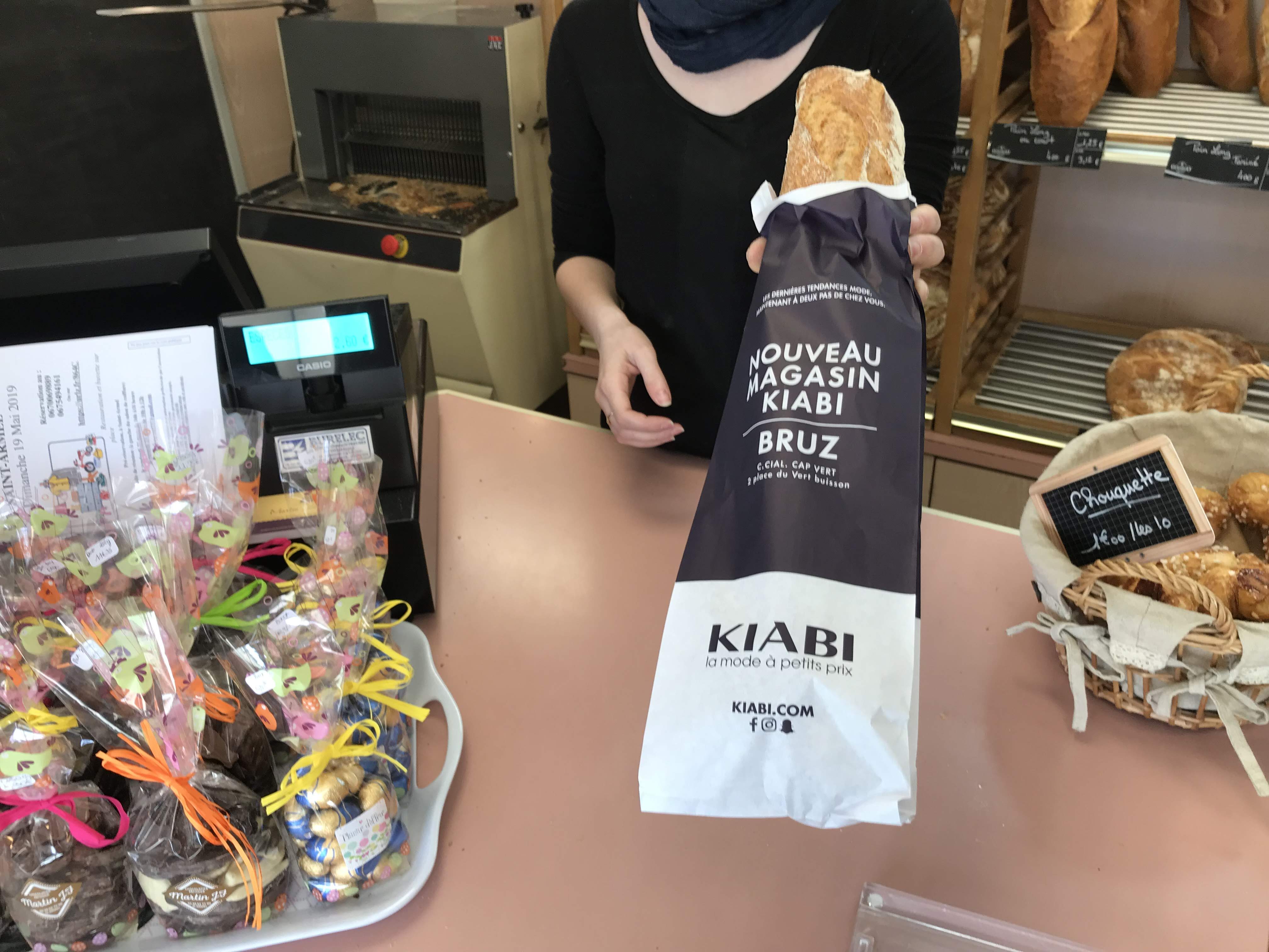Visibilité sac à pain Kiabi - Keemia Strasbourg agence marketing local en région Grand Est