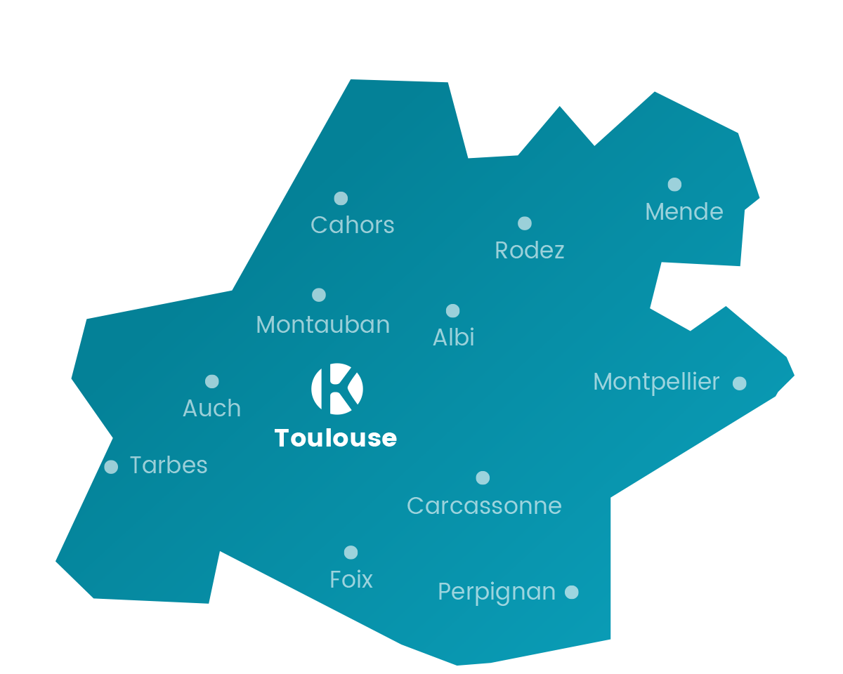 Carte Keemia Toulouse en Occitanie et Auvergne - Keemia Toulouse Agence de marketing local en Occitanie